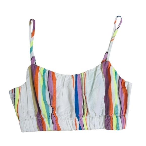 Lemlem x H&M Top Cropped Linen Striped Beach Casual Tank Colorful Extra Small - Picture 3 of 6